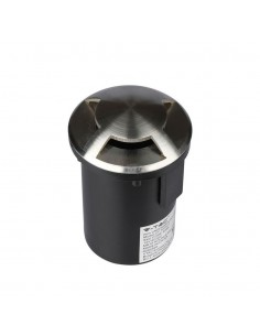 8566-Portalampada da Interramento Calpestabile Rotondo MR Max  Colore Nero e Acciaio con  Fasci di Luce -1