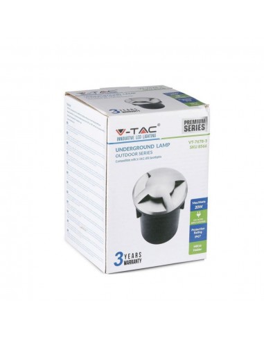 8566-Portalampada da Interramento Calpestabile Rotondo MR Max  Colore Nero e Acciaio con  Fasci di Luce -2