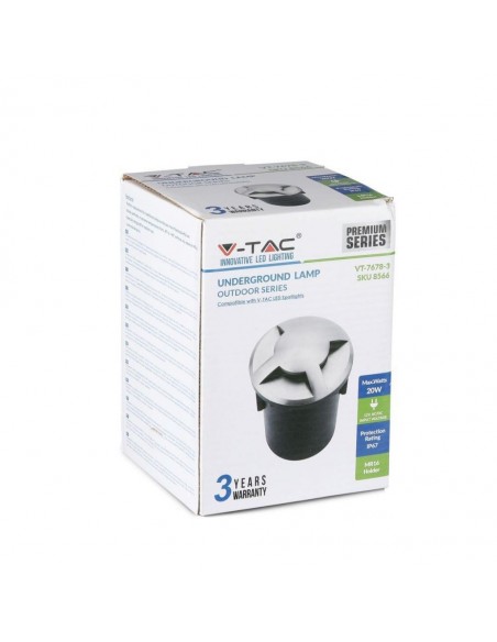 8566-Portalampada da Interramento Calpestabile Rotondo MR Max  Colore Nero e Acciaio con  Fasci di Luce -2