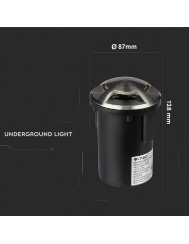 8566-Portalampada da Interramento Calpestabile Rotondo MR Max  Colore Nero e Acciaio con  Fasci di Luce -3