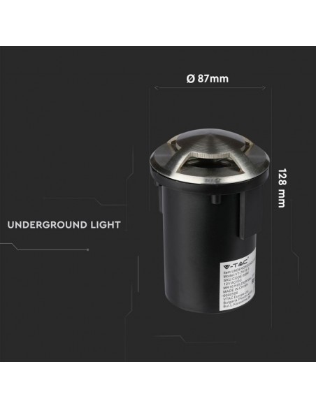 8566-Portalampada da Interramento Calpestabile Rotondo MR Max  Colore Nero e Acciaio con  Fasci di Luce -3