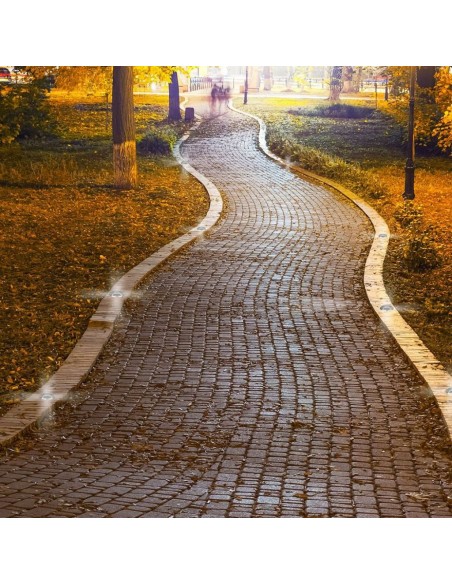 8566-Portalampada da Interramento Calpestabile Rotondo MR Max  Colore Nero e Acciaio con  Fasci di Luce -4