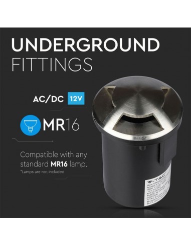 8566-Portalampada da Interramento Calpestabile Rotondo MR Max  Colore Nero e Acciaio con  Fasci di Luce -6