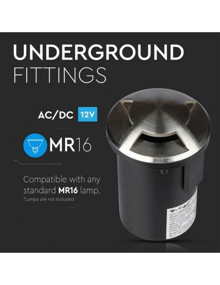 8566-Portalampada da Interramento Calpestabile Rotondo MR Max  Colore Nero e Acciaio con  Fasci di Luce -6