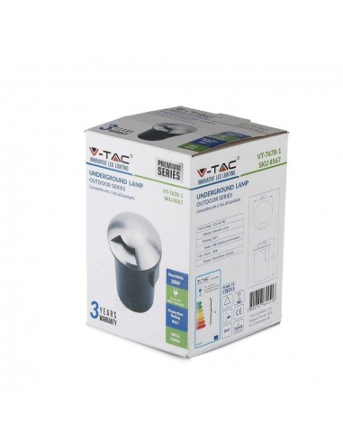 8567-Portalampada da Interramento Calpestabile Rotondo MR Max  Colore Nero e Acciaio con  Fascio di Luce -2