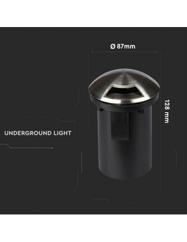 8567-Portalampada da Interramento Calpestabile Rotondo MR Max  Colore Nero e Acciaio con  Fascio di Luce -3