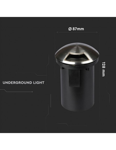 8567-Portalampada da Interramento Calpestabile Rotondo MR Max  Colore Nero e Acciaio con  Fascio di Luce -3