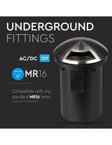 8567-Portalampada da Interramento Calpestabile Rotondo MR Max  Colore Nero e Acciaio con  Fascio di Luce -5