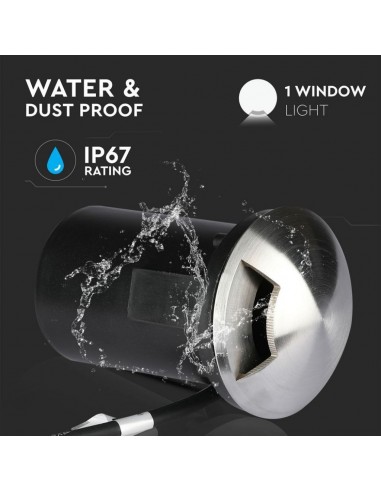 8567-Portalampada da Interramento Calpestabile Rotondo MR Max  Colore Nero e Acciaio con  Fascio di Luce -6