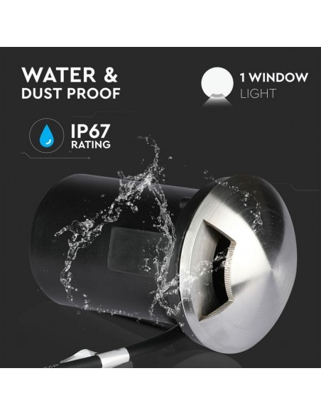 8567-Portalampada da Interramento Calpestabile Rotondo MR Max  Colore Nero e Acciaio con  Fascio di Luce -6