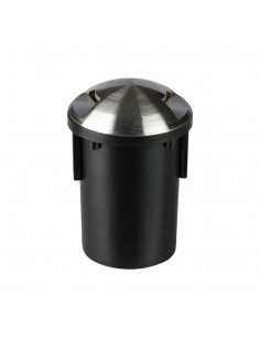 8568-Portalampada da Interramento Calpestabile Rotondo MR Max  Colore Nero e Acciaio con  Fasci di Luce -1