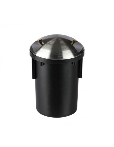 8568-Portalampada da Interramento Calpestabile Rotondo MR Max  Colore Nero e Acciaio con  Fasci di Luce -1