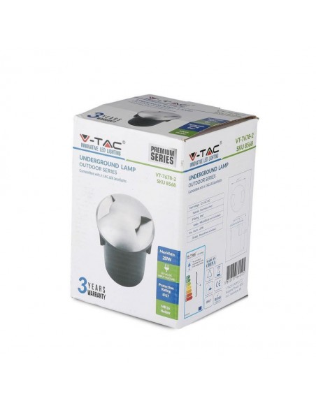 8568-Portalampada da Interramento Calpestabile Rotondo MR Max  Colore Nero e Acciaio con  Fasci di Luce -2