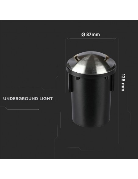 8568-Portalampada da Interramento Calpestabile Rotondo MR Max  Colore Nero e Acciaio con  Fasci di Luce -3