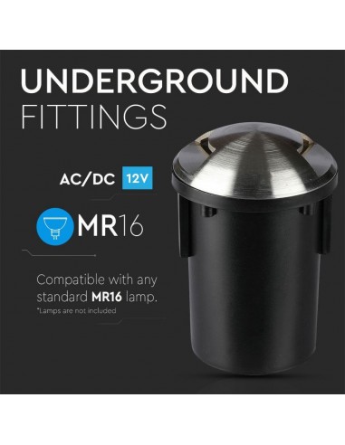 8568-Portalampada da Interramento Calpestabile Rotondo MR Max  Colore Nero e Acciaio con  Fasci di Luce -5