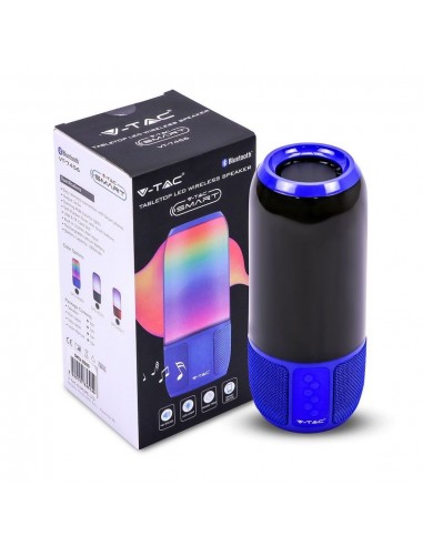 8569-Lampada LED da Tavolo  LED  Multifunzione Speaker Bluetooth USB e TF CARD Colore Blu con Luci RGB-2