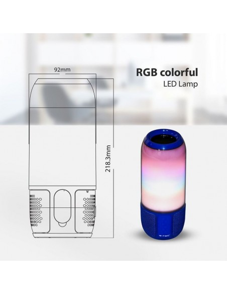 8569-Lampada LED da Tavolo  LED  Multifunzione Speaker Bluetooth USB e TF CARD Colore Blu con Luci RGB-3