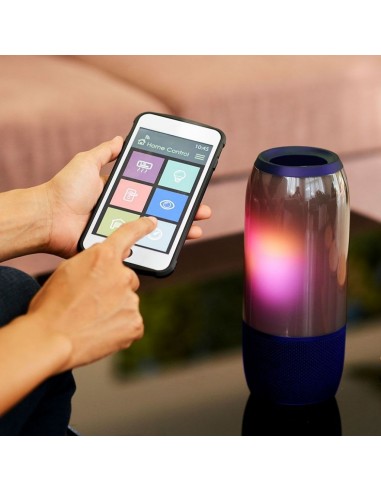 8569-Lampada LED da Tavolo  LED  Multifunzione Speaker Bluetooth USB e TF CARD Colore Blu con Luci RGB-4