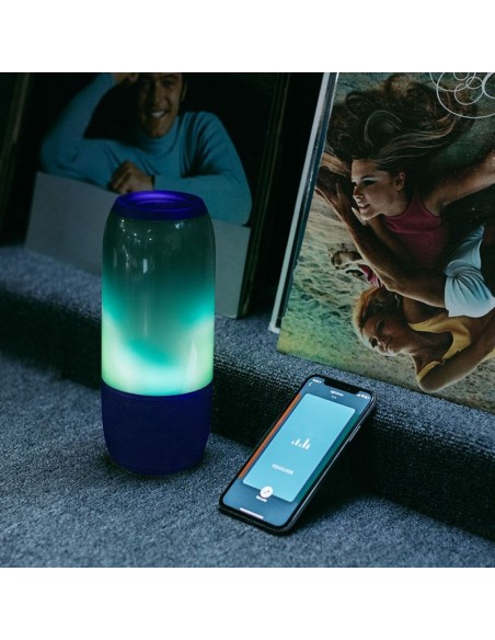 8569-Lampada LED da Tavolo  LED  Multifunzione Speaker Bluetooth USB e TF CARD Colore Blu con Luci RGB-5