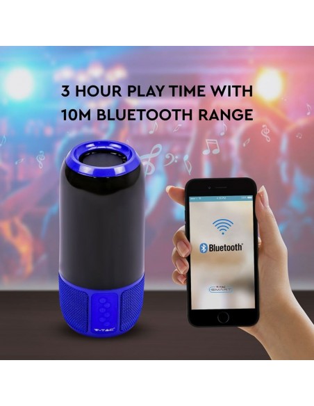 Lampada LED da Tavolo 2 LED 3W Multifunzione Speaker Bluetooth USB e TF CARD Blu con Luci RGB