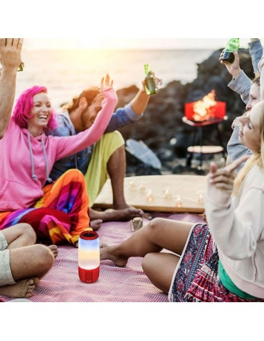 8571-Lampada LED da Tavolo  LED  Multifunzione Speaker Bluetooth USB e TF CARD Colore Rosso con Luci RGB-4