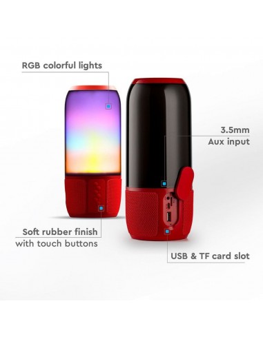 8571-Lampada LED da Tavolo  LED  Multifunzione Speaker Bluetooth USB e TF CARD Colore Rosso con Luci RGB-5