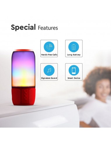 8571-Lampada LED da Tavolo  LED  Multifunzione Speaker Bluetooth USB e TF CARD Colore Rosso con Luci RGB-6