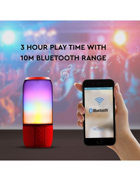 8571-Lampada LED da Tavolo  LED  Multifunzione Speaker Bluetooth USB e TF CARD Colore Rosso con Luci RGB-7