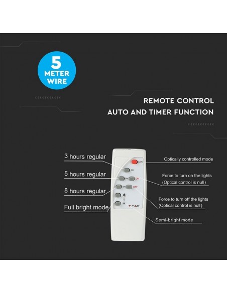 8573-Faro LED con Telecomando e Pannello Solare -5