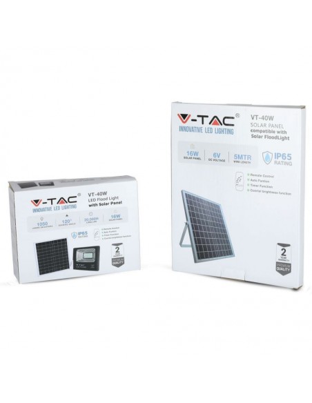 8574-Faro LED con Telecomando e Pannello Solare -2