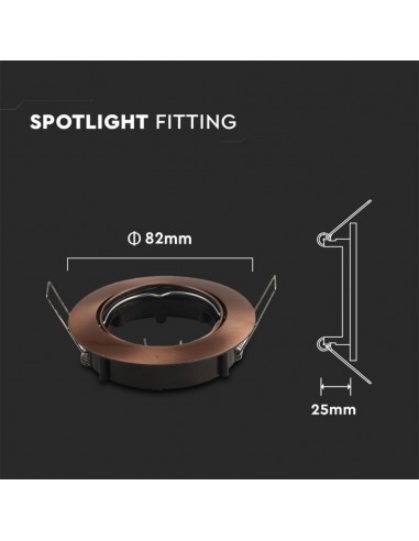 8580-Portafaretto LED da Incasso Rotondo GU e GU MR Colore Bronzo Satinato Orientabile-2