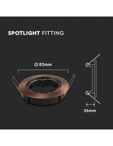 8580-Portafaretto LED da Incasso Rotondo GU e GU MR Colore Bronzo Satinato Orientabile-2