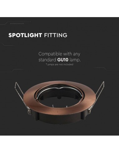 8580-Portafaretto LED da Incasso Rotondo GU e GU MR Colore Bronzo Satinato Orientabile-4