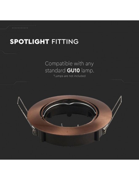 8580-Portafaretto LED da Incasso Rotondo GU e GU MR Colore Bronzo Satinato Orientabile-4