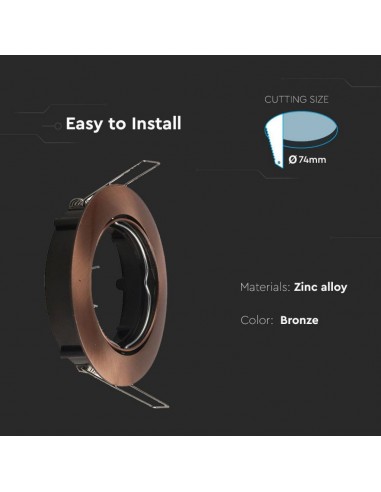 8580-Portafaretto LED da Incasso Rotondo GU e GU MR Colore Bronzo Satinato Orientabile-5