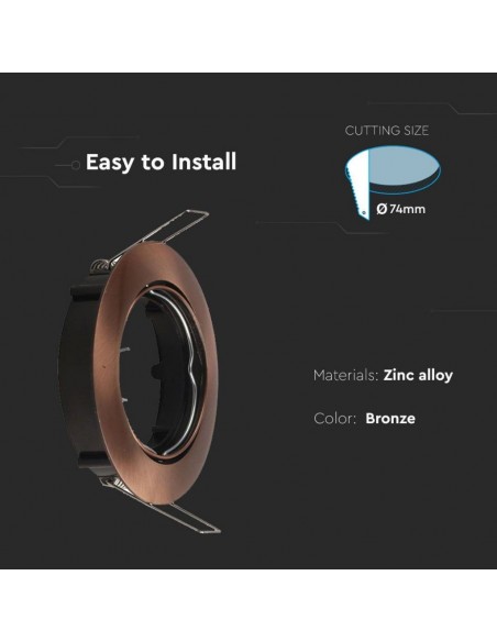 8580-Portafaretto LED da Incasso Rotondo GU e GU MR Colore Bronzo Satinato Orientabile-5