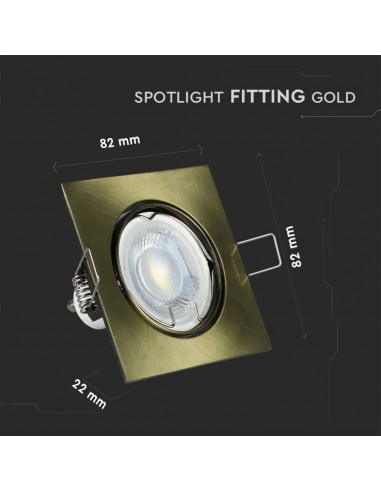 8581-Portafaretto LED da Incasso Quadrato GU e GU MR Colore Oro Orientabile-3