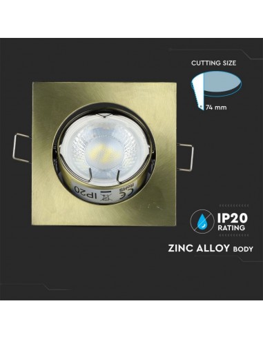 8581-Portafaretto LED da Incasso Quadrato GU e GU MR Colore Oro Orientabile-6