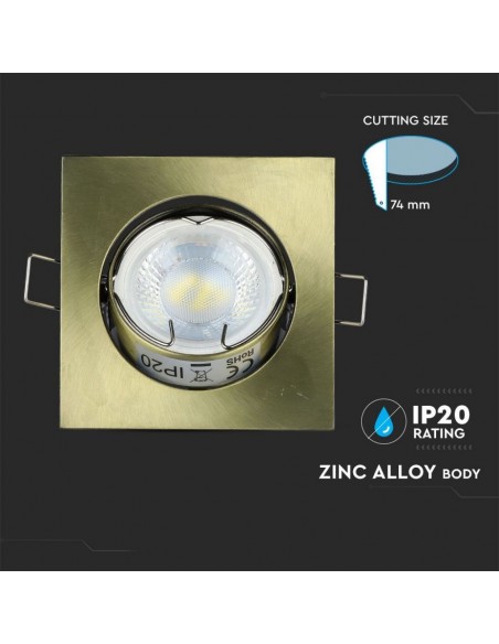 8581-Portafaretto LED da Incasso Quadrato GU e GU MR Colore Oro Orientabile-6