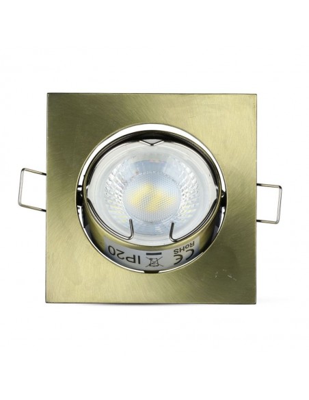 Portafaretto LED da Incasso Quadrato GU10 e GU5.3 (MR16) Oro Orientabile