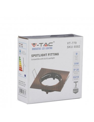 8582-Portafaretto LED da Incasso Quadrato GU e GU MR Colore Bronzo Orientabile-2