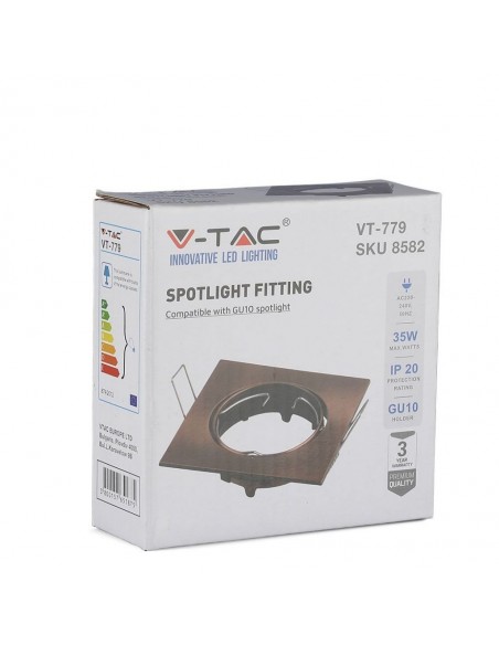 8582-Portafaretto LED da Incasso Quadrato GU e GU MR Colore Bronzo Orientabile-2