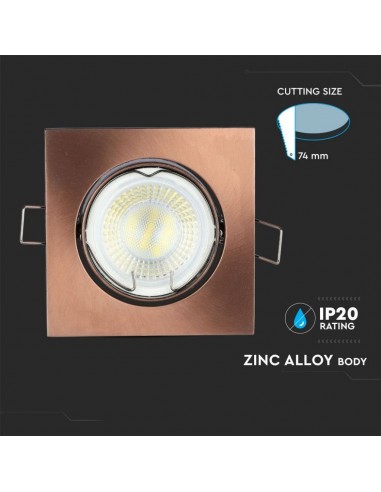 8582-Portafaretto LED da Incasso Quadrato GU e GU MR Colore Bronzo Orientabile-6