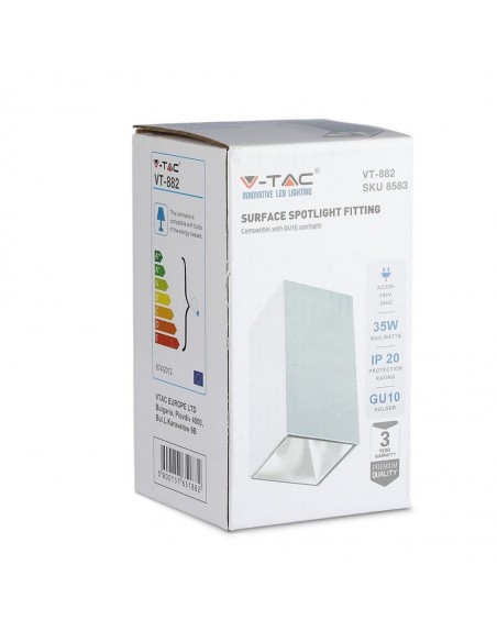 8583-Portafaretto LED Montaggio a Plafone Quadrato GU Corpo Bianco Riflettore Bianco-2