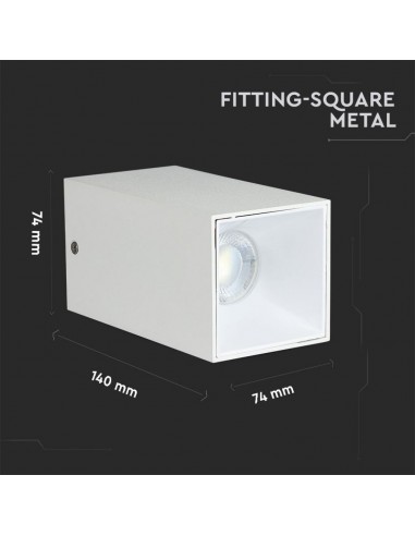 8583-Portafaretto LED Montaggio a Plafone Quadrato GU Corpo Bianco Riflettore Bianco-3