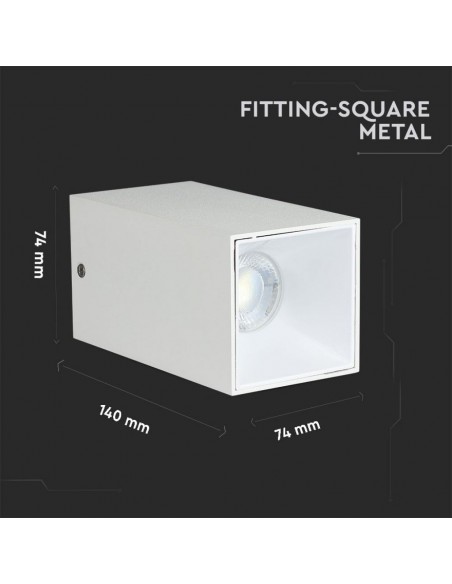 8583-Portafaretto LED Montaggio a Plafone Quadrato GU Corpo Bianco Riflettore Bianco-3