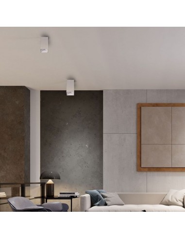 8583-Portafaretto LED Montaggio a Plafone Quadrato GU Corpo Bianco Riflettore Bianco-4