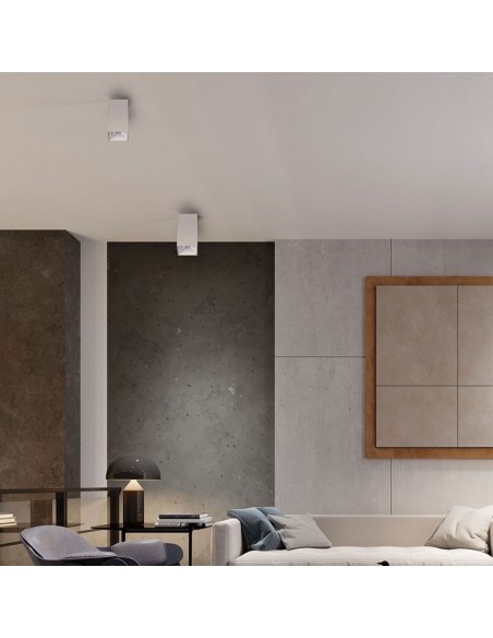 8583-Portafaretto LED Montaggio a Plafone Quadrato GU Corpo Bianco Riflettore Bianco-4