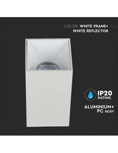 8583-Portafaretto LED Montaggio a Plafone Quadrato GU Corpo Bianco Riflettore Bianco-5