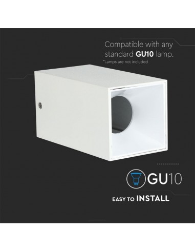 8583-Portafaretto LED Montaggio a Plafone Quadrato GU Corpo Bianco Riflettore Bianco-6